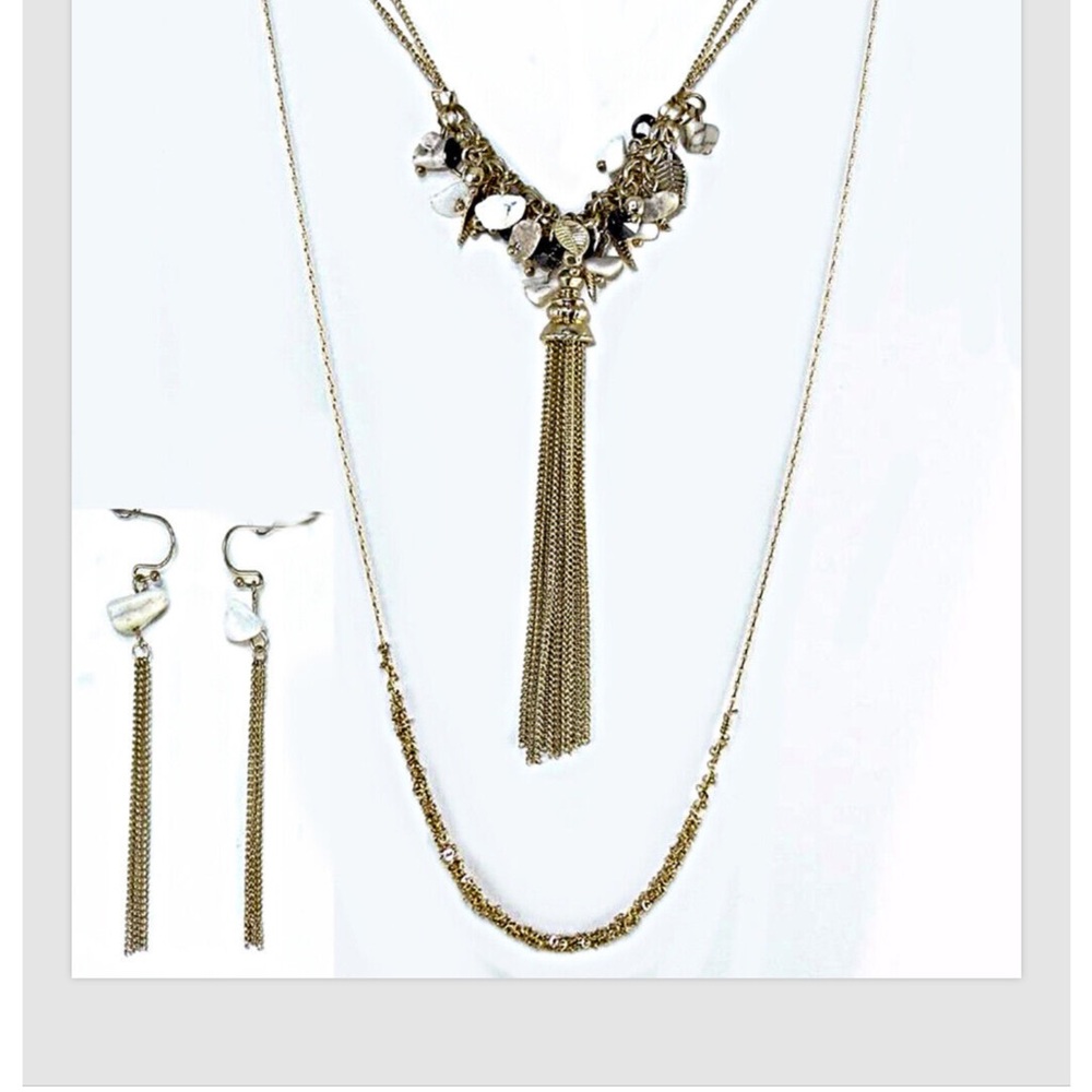 Elegant Gold and Silver Necklace and Earring Set